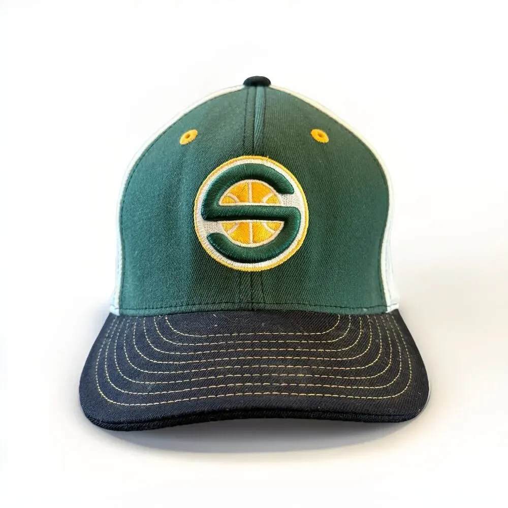 Vintage Y2K Adidas Mens NBA Seattle Sonics Supersonics Wool Fitted Hat OSFA Cap